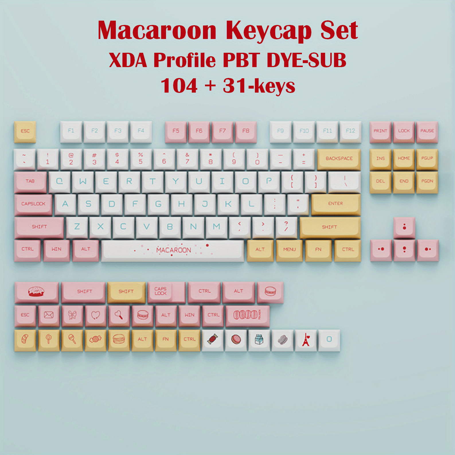 135 Keys Pbt Keycap Xda Profile Height Dye sub Macaroon - Temu New Zealand