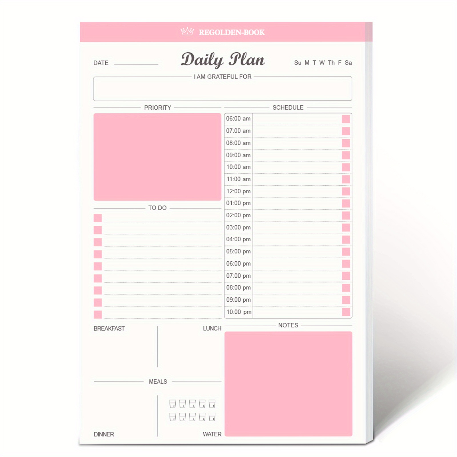 Weekly Planner Notepad: Pastel Pink Color, To Do List, Daily Agenda,  Organizer, Desk Pad, 50 Sheets (Paperback) 