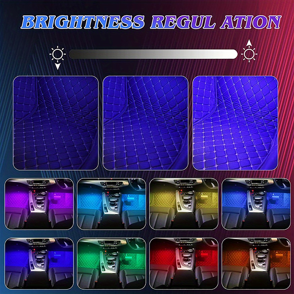  Mega Racer Luces interiores de coche RGB – Tira de luces LED  para coche, 48 ledes de 8 colores, 4 efectos de sincronización de música  con mando a distancia IR impermeable