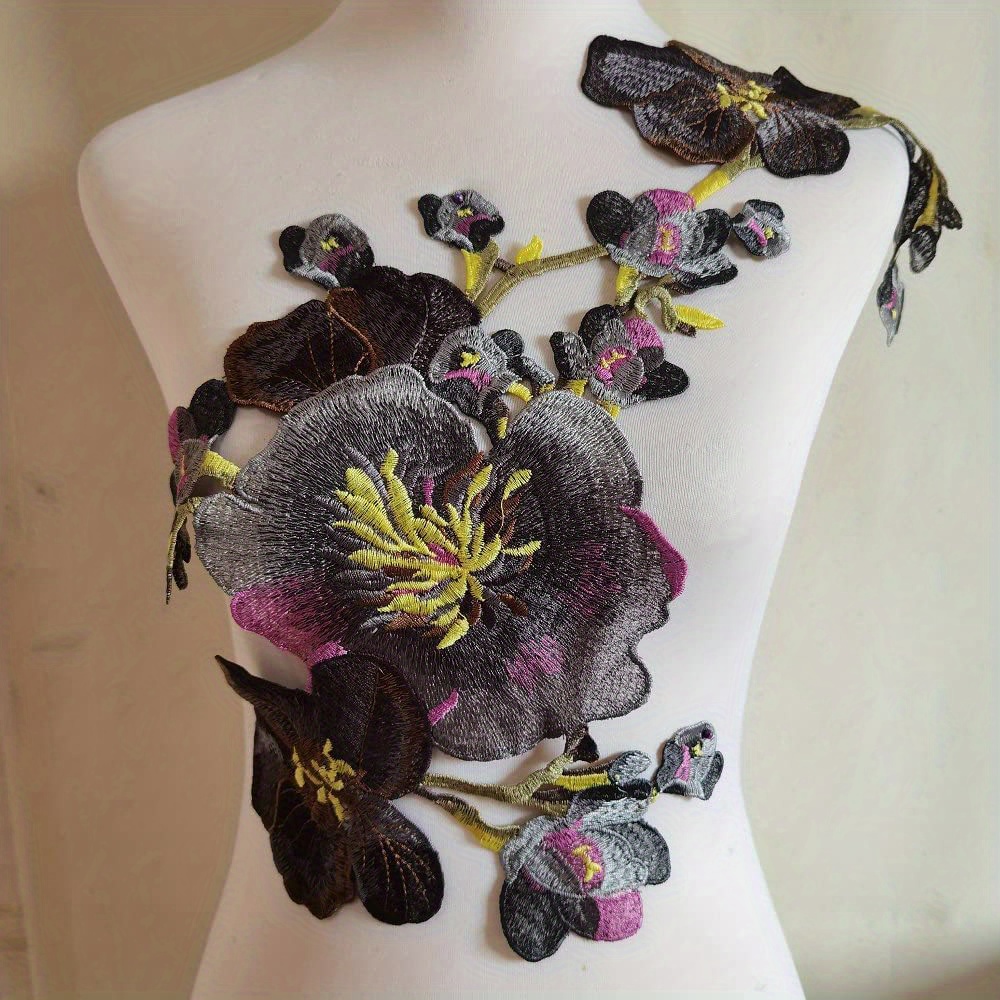 Gran flor bordado apliques parches cose en Pacthes tela de encaje motivo  ropa decorado DIY suminis…