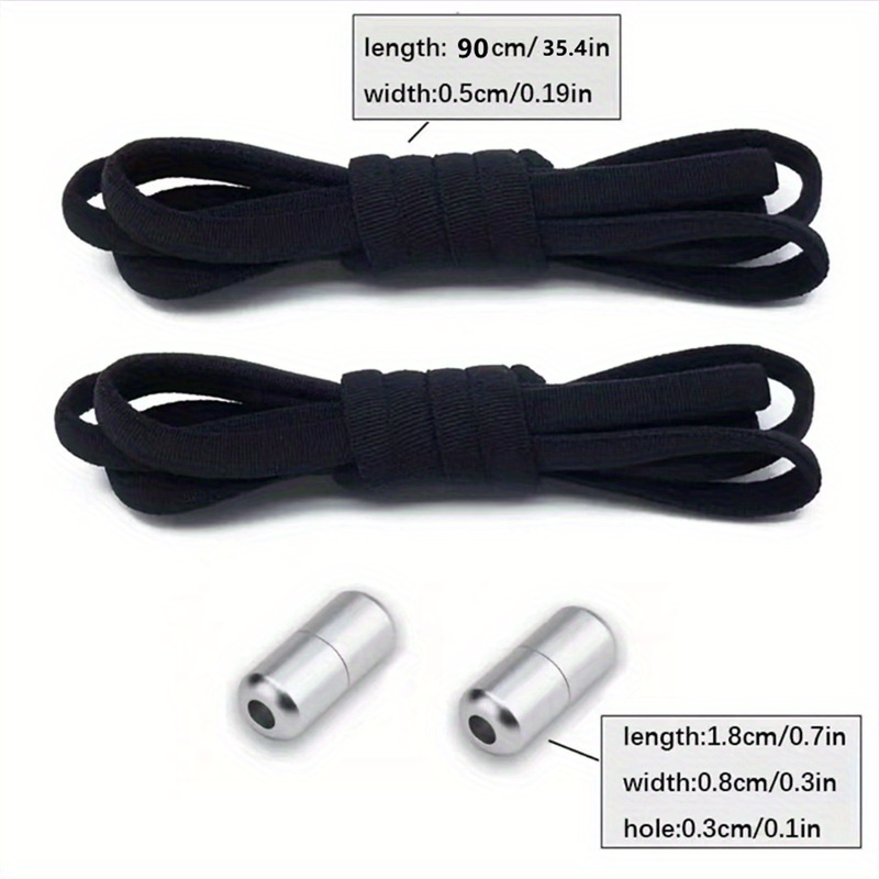 1 Pair No-Tie Shoelaces Quick and Easy Locking System Shoe Ropes Black and White Spandex Shoelaces for Kids and Adults,Temu