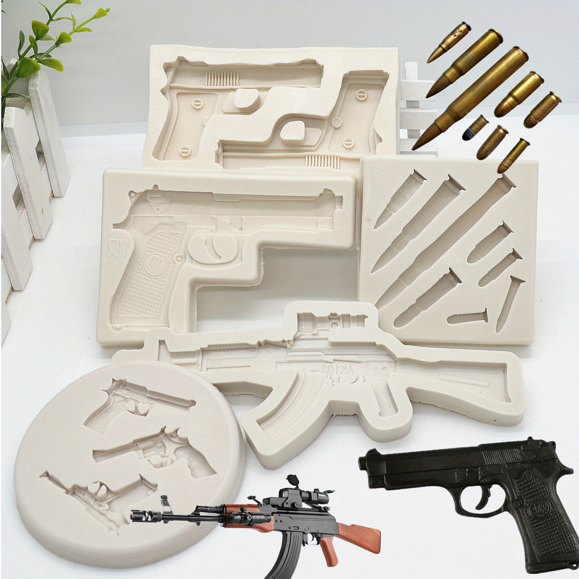 1pc gun bullet chocolate mold 3d silicone mold pistol ak rifle candy mold fondant mold baking tools kitchen gadgets kitchen accessories details 1