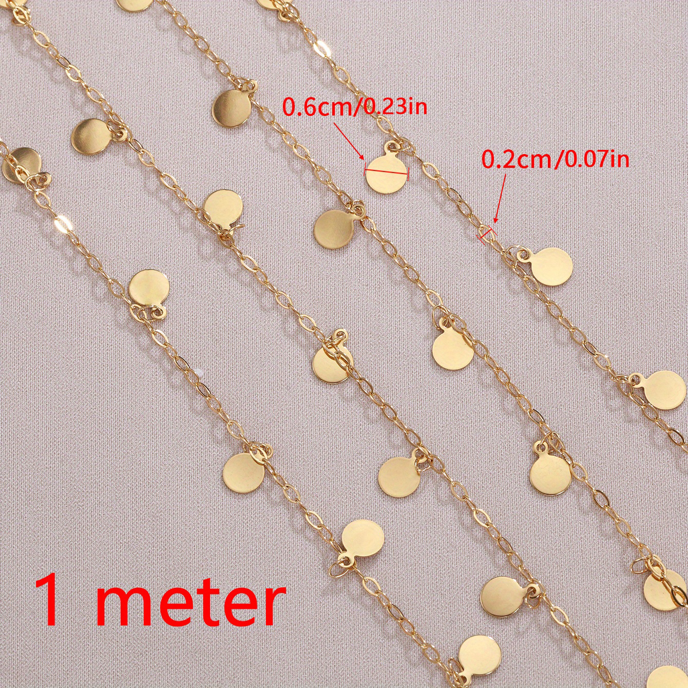 TEMU 1m/2m Stainless Steel Chain With 0.6cm Round Pendant, Handmade Diy Bracelet And Necklace Accessories For Women