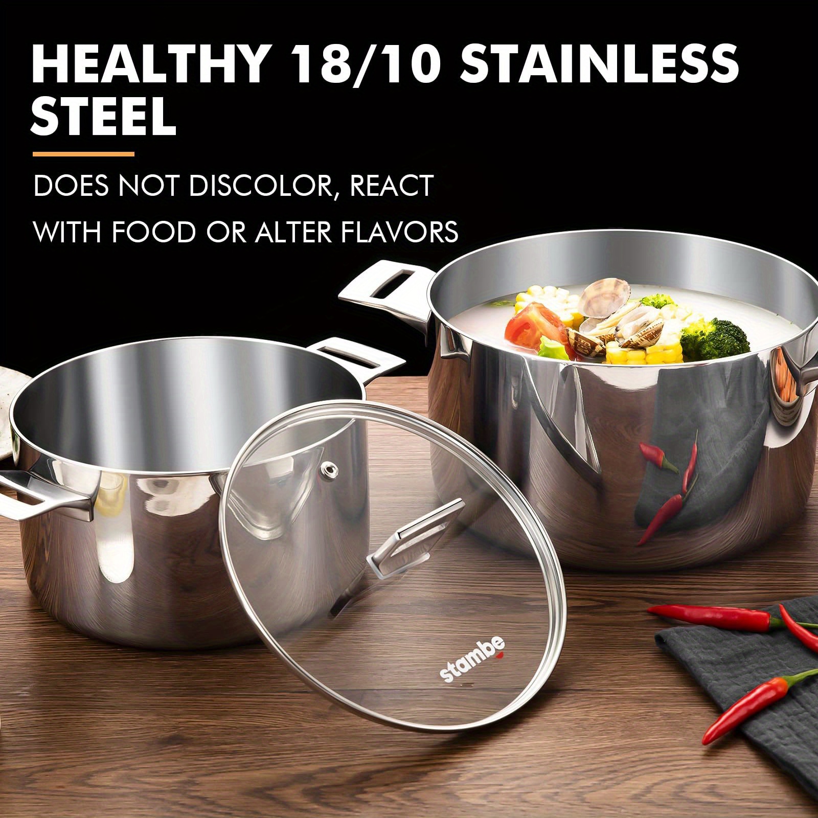 Stainless Steel Stock Pot Large Soup Pot Outdoor Cooking - Temu