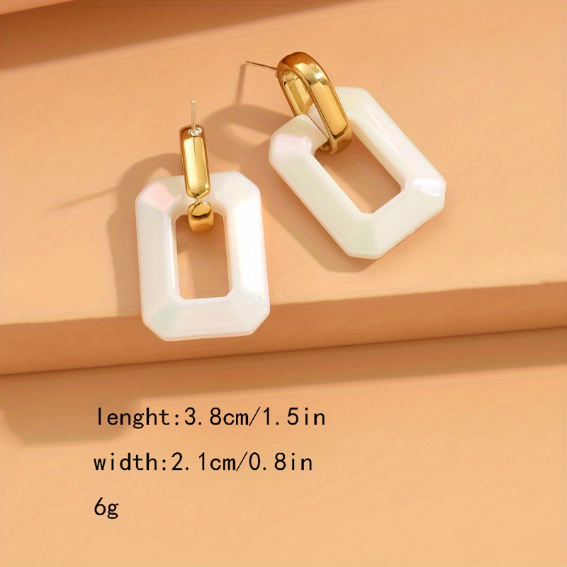 Acrylic Earrings Minimalist Style Studs with Golden Tone Hooks