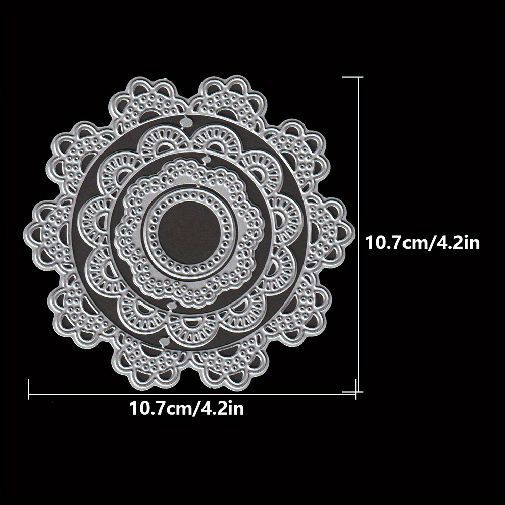 Image of 4pcs/set Round Lace Frame Background Metal Cutting Dies Diy Scrapbooking Album Greeting Cards Home Decoration Holiday Handle Hand Made