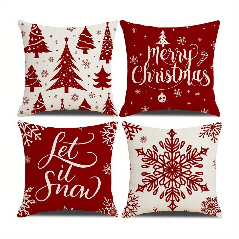 Christmas Pillow Covers Christmas Tree Reindeer Hello Winter - Temu