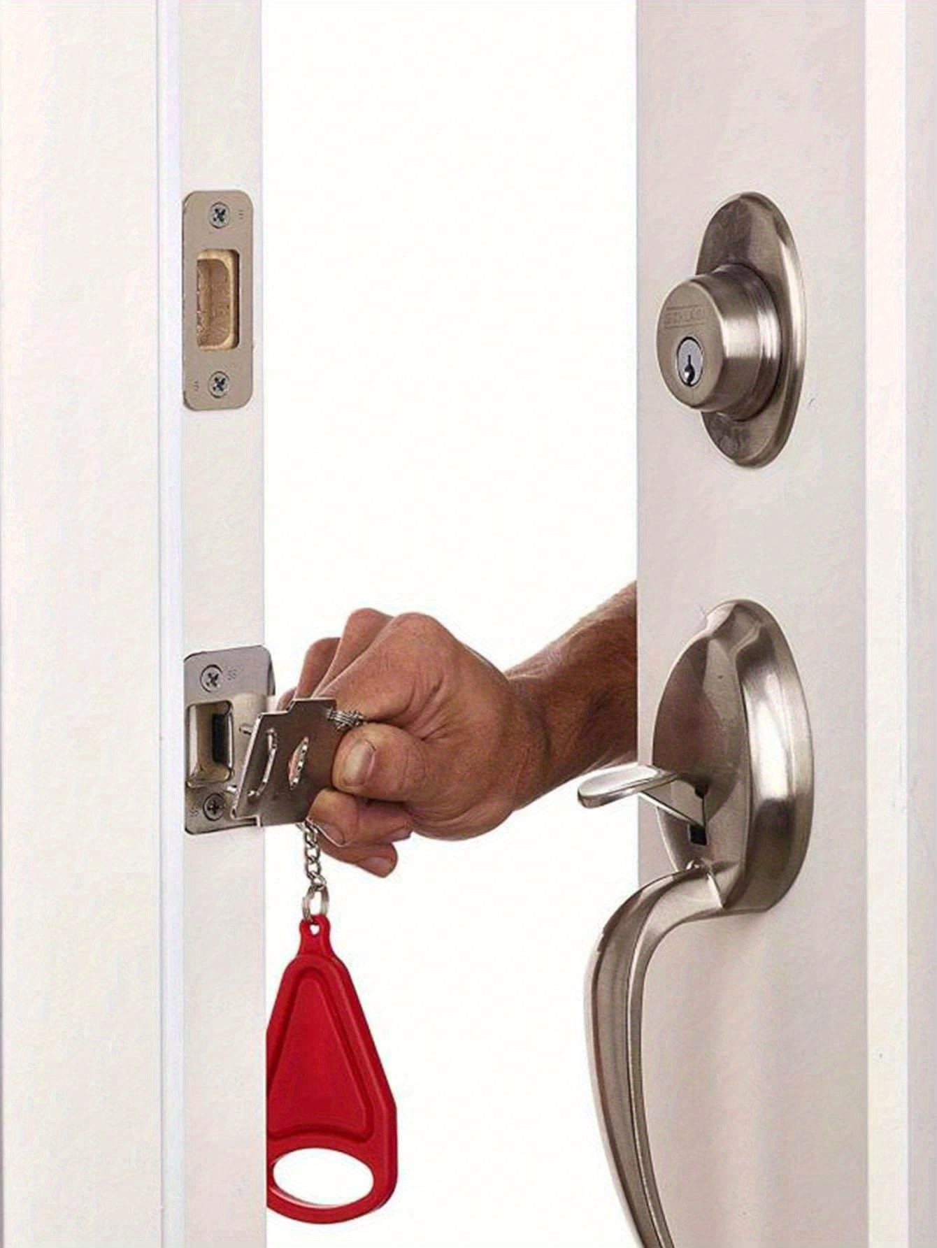  Trustella Cerradura de puerta portátil de alta resistencia  original, acero inoxidable de alta calidad para mayor seguridad, ideal para  viajes, hogar, hoteles, apartamentos, ajustable, fácil de : Herramientas y  Mejoras del