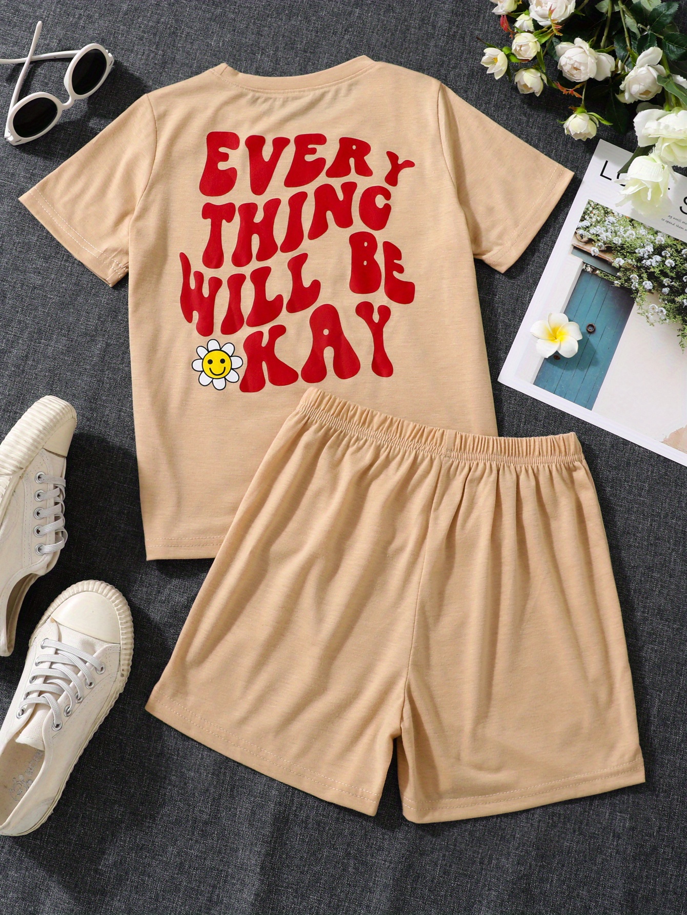 Summer Boys and Girls Short Sleeve T-shirt Shorts 2-Piece Set New