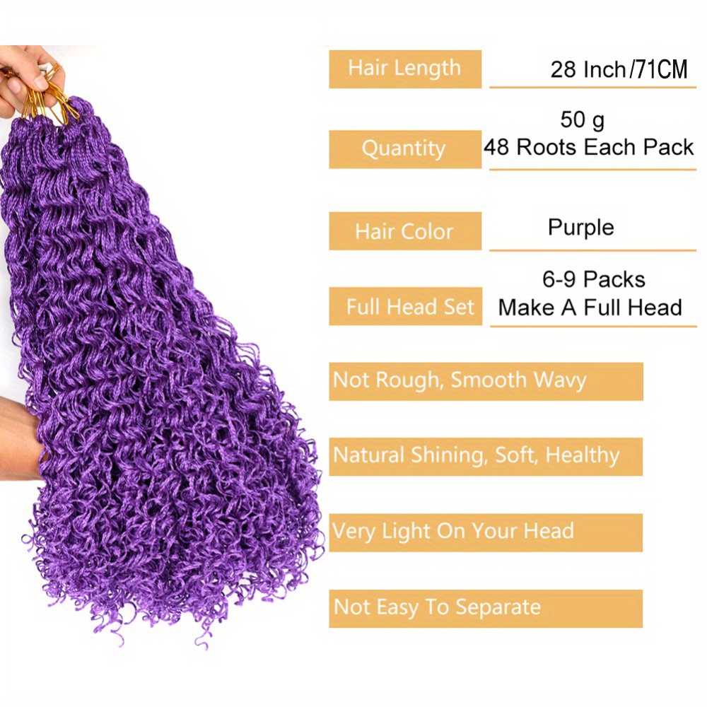 48 Strands Box Braids Crochet Hair Grey Purple Blonde Green Temu