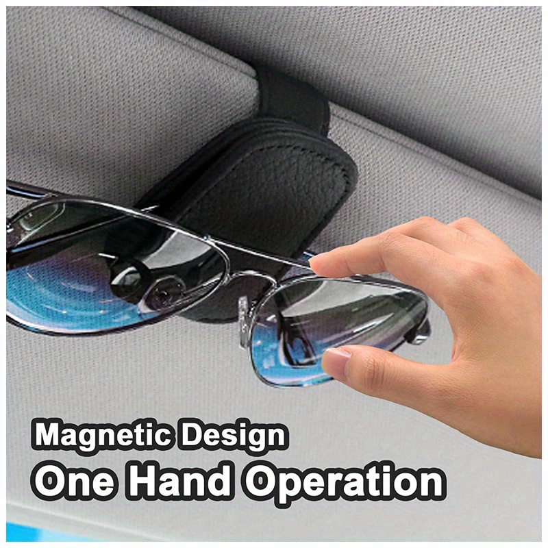 Vankcp Soporte universal para gafas de coche, 2 unidades, para visera de  coche, soporte de cuero, clip para anteojos para visera de coche