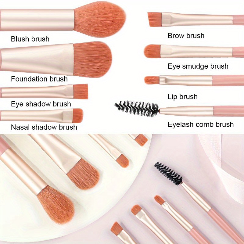 Makeup Brush Set, Mini Make Up Brushes for Foundation, Powder, Blush  Eyeshadow ,Eyelash and Concealer, 8PCS makeup brushes set professional for