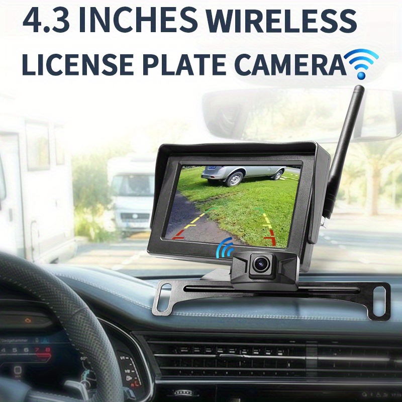 Upgrade Car Lcd Wireless License Plate Backup Camera - Temu