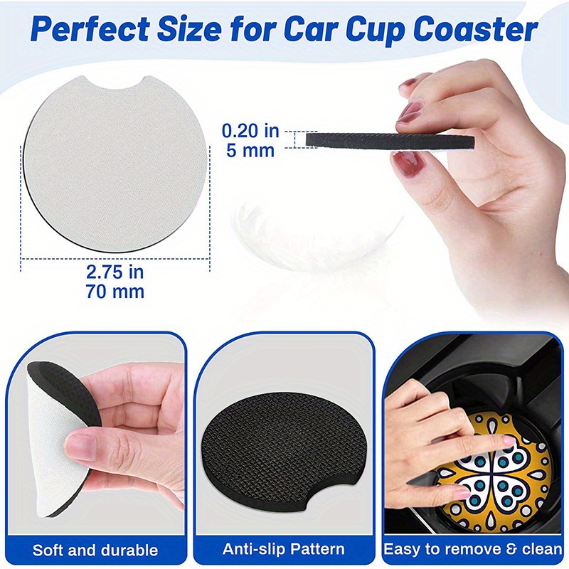 Neoprene Car Coasters Sublimation Blanks (Pack of 2)