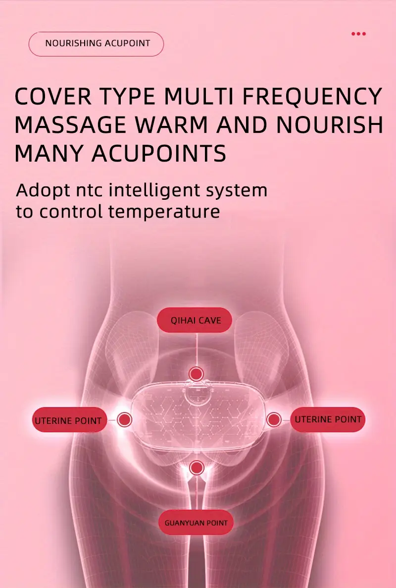 1pc ladies portable cordless heating pad dysmenorrhea relief electric waist belt device with 3 heat levels 4 massage modes fast heating relief for abs back belly pain in women girls details 5