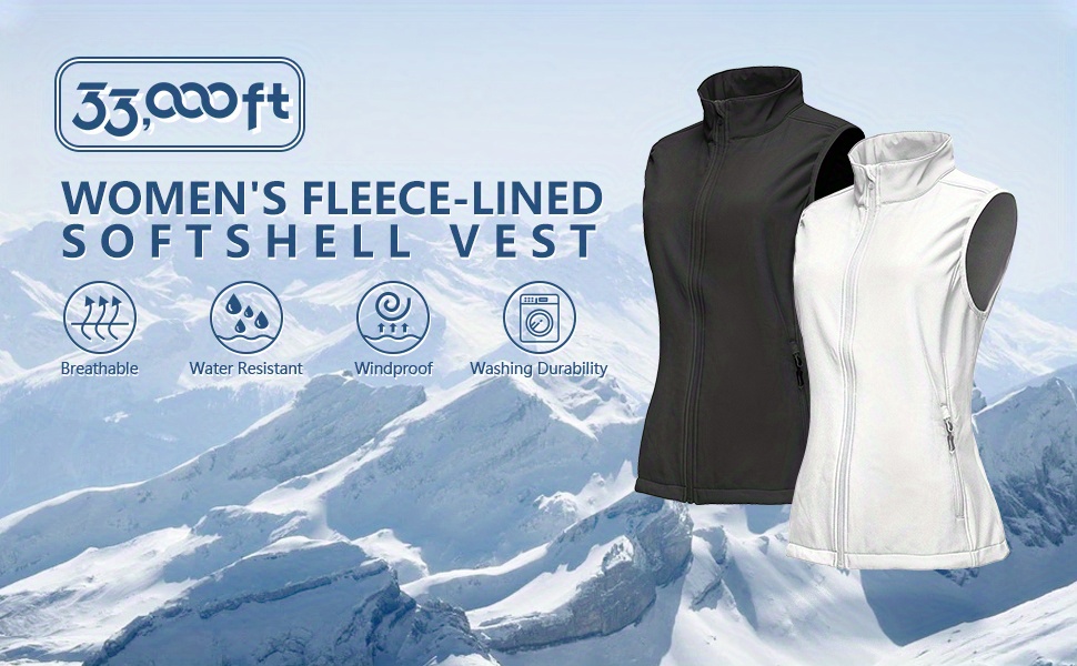 33,000ft Women's Running Vest Fleece Lined Zip Up Windproof