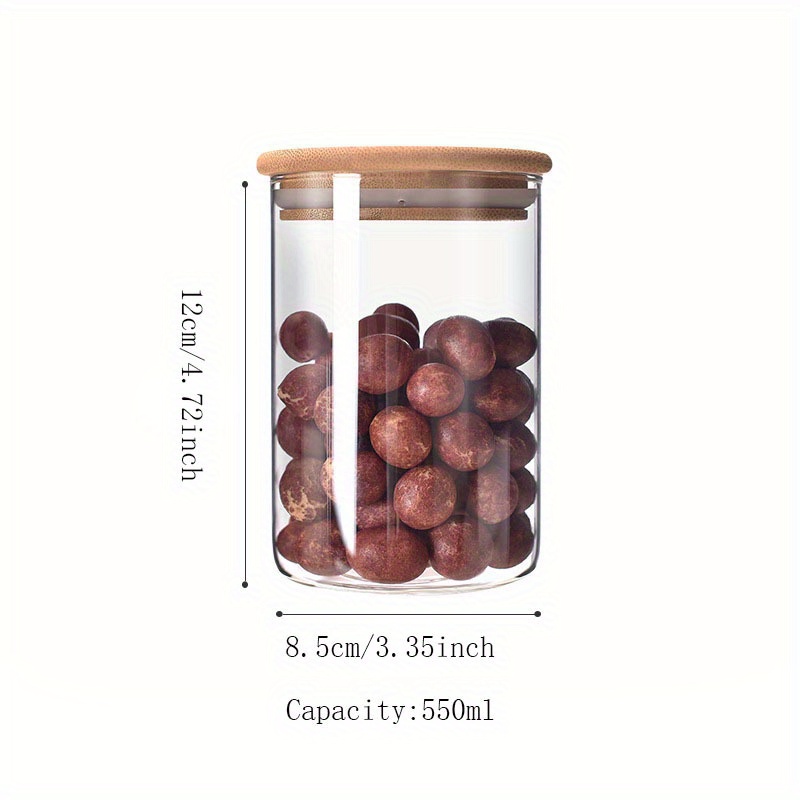 Transparent Glass Airtight Jar With Lid Small 550 ML