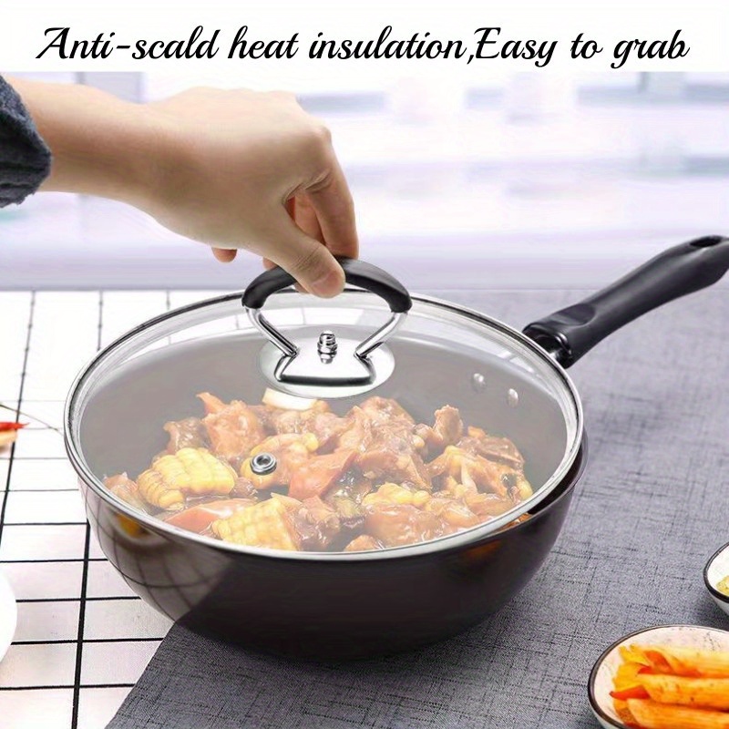 Universal Frying Pans Lid Glass Cover Handle Pot Top With Handle