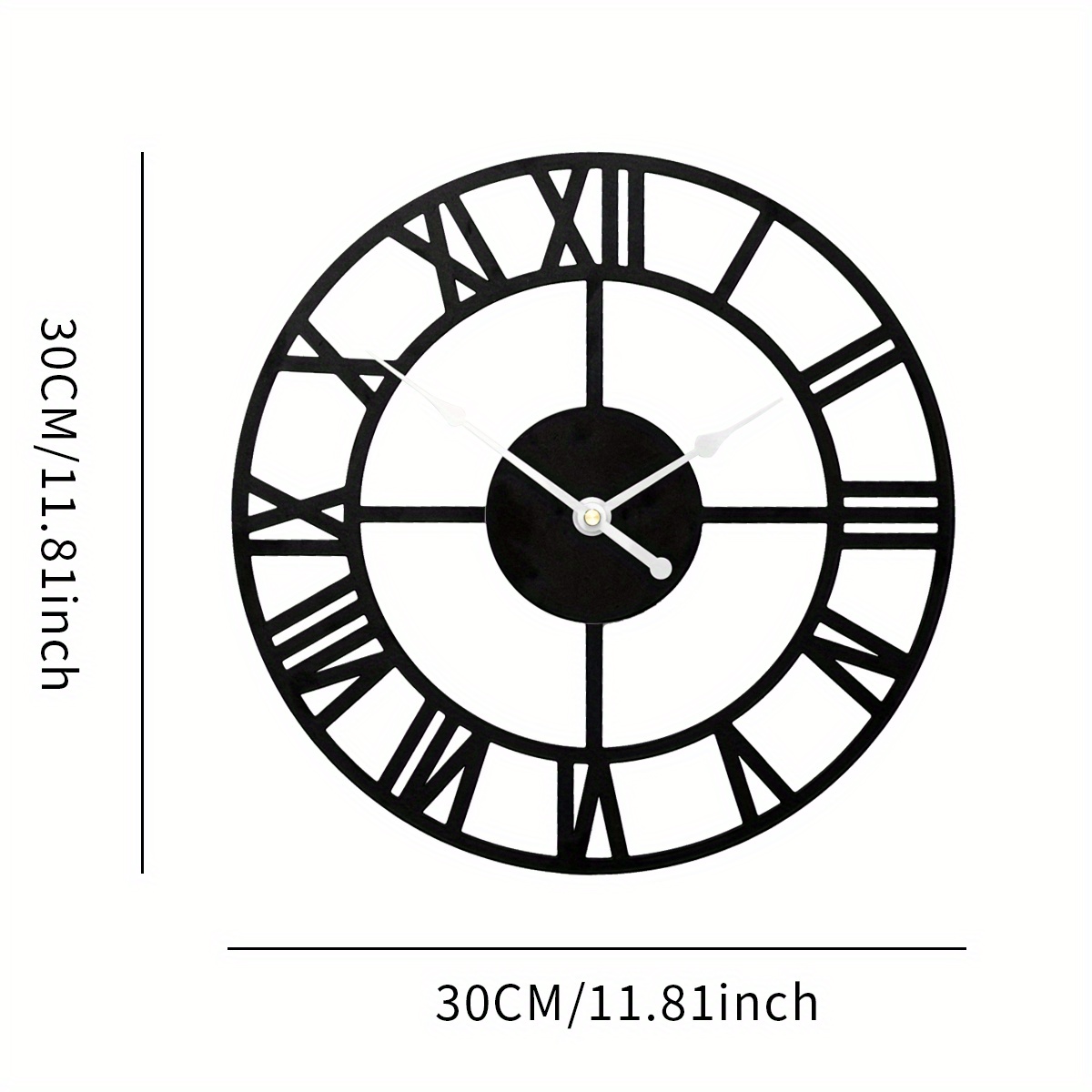 1pc Modern Simple Metal Round Wall Clock 12 Inches 30 Cm Large Battery
