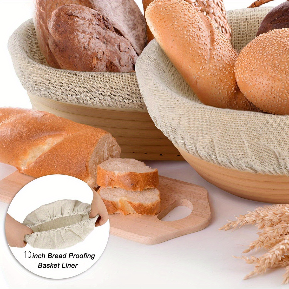 Banneton de ratán Natural de forma redonda, herramientas de fermentación de  masa, cesta de prueba de pan de campo crujiente hecha a mano con  revestimiento