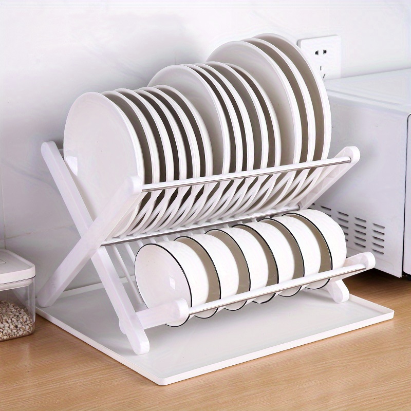 Kitchen Foldable Double-layer Dish Drain Rack, No Installation Drainage  Storage Shelf, Multi-functional Draining Basket, For Home Kitchen, Dish And  Bowl Holder, Kitchen Accessories - Temu