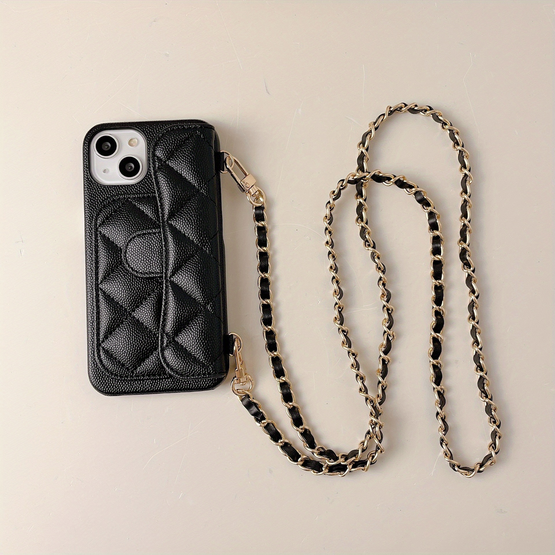 Luxury Artificial Leather Phone Case For Iphone 15/14/13/12/11/ Pro Max Xs  Max Xr 15/7/8 Plus Se With Holder Wrist Long Lanyard Wallet Card Bag