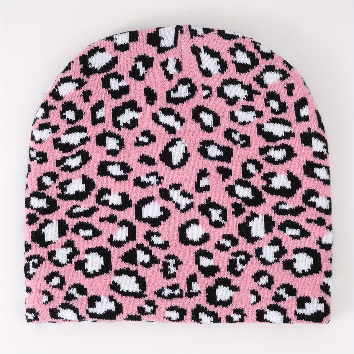 TEMU da donna Y2K con stampa leopardata, felpato slouchy, accessorio per cappello invernale, 3 da donna
