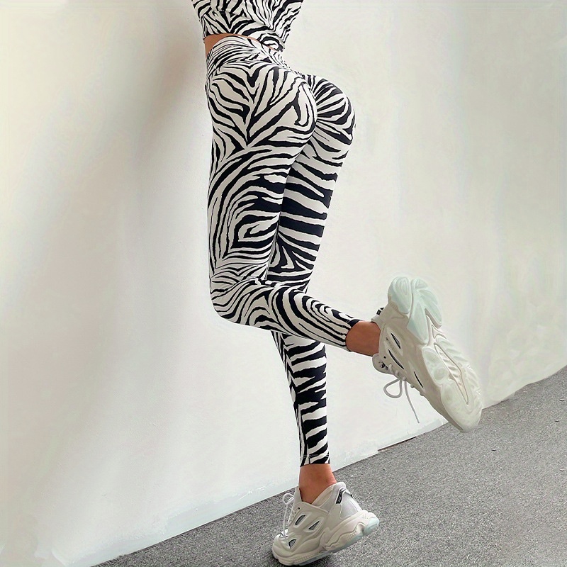 Zebra Print High Waisted Ruche Bum Leggings - Fallen Angelz