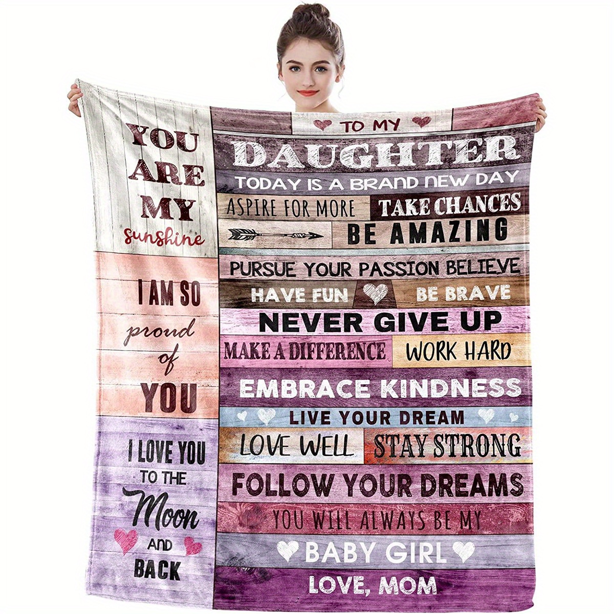 TEMU 1pc Printed Blanket, To My Mom Blanket, Blanket Nap Blanket For Bed Sofa Camping , Blanket For