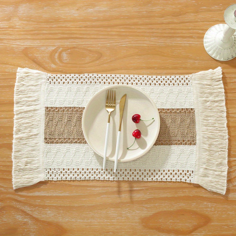 Bohemian Macrame Crochet Table Runner Tassels Vintage Temu