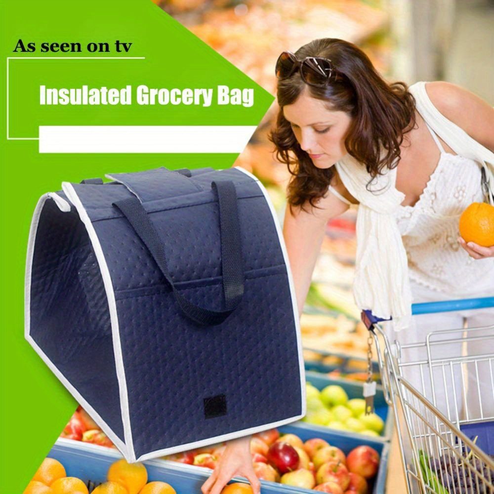 1pc Reusable Shopping Cart Tote Bag Insulated Food Bag With Temu