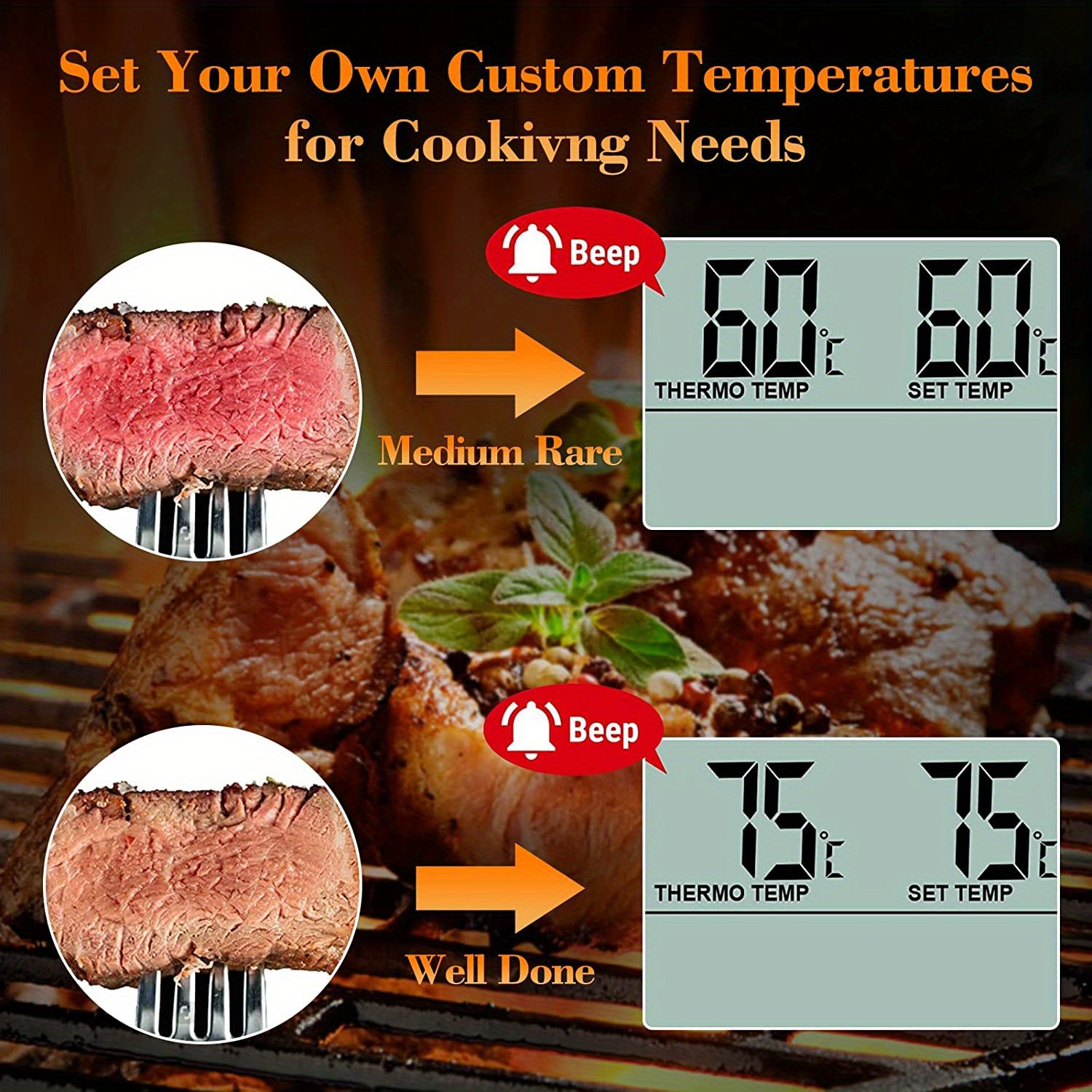 Digital Meat Thermometer With Timer, Digital Cooking Thermometer With  Stainless Steel Long Probe And Alarm Timer For Liquids, Oven, Smoker, Bbq,  Candy, Oil, Deep Frying Food, Kitchen Utensils, Apartment Essentials, Back  To