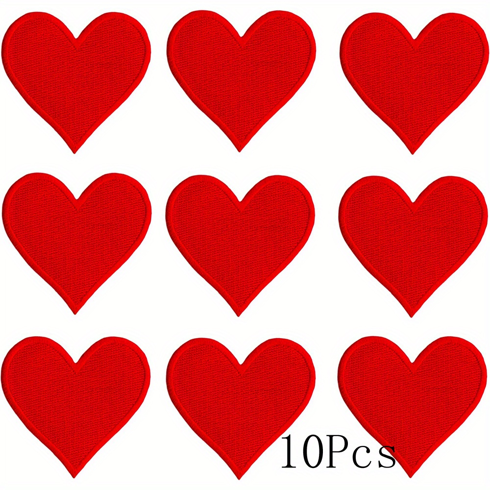 24 toppe ricamate a forma di cuore rosse a forma