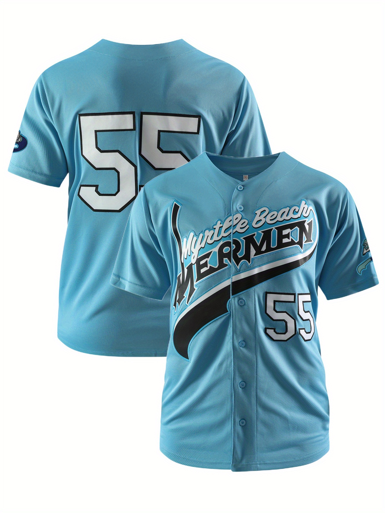 Men's #55 Classic Design Baseball Jersey, Button Up Short Sleeve Uniform Baseball Shirt for Training Competition,Temu