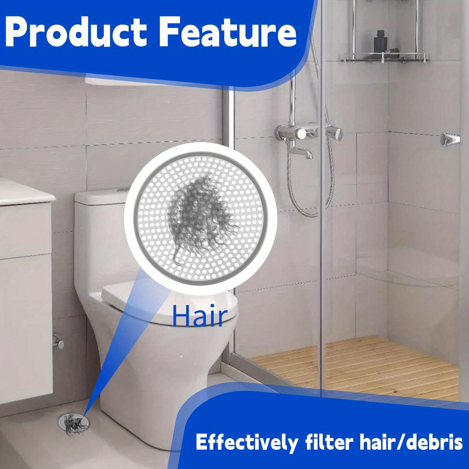 Shower Drain Hair Catcher Cover Strainer Stall Drain Temu
