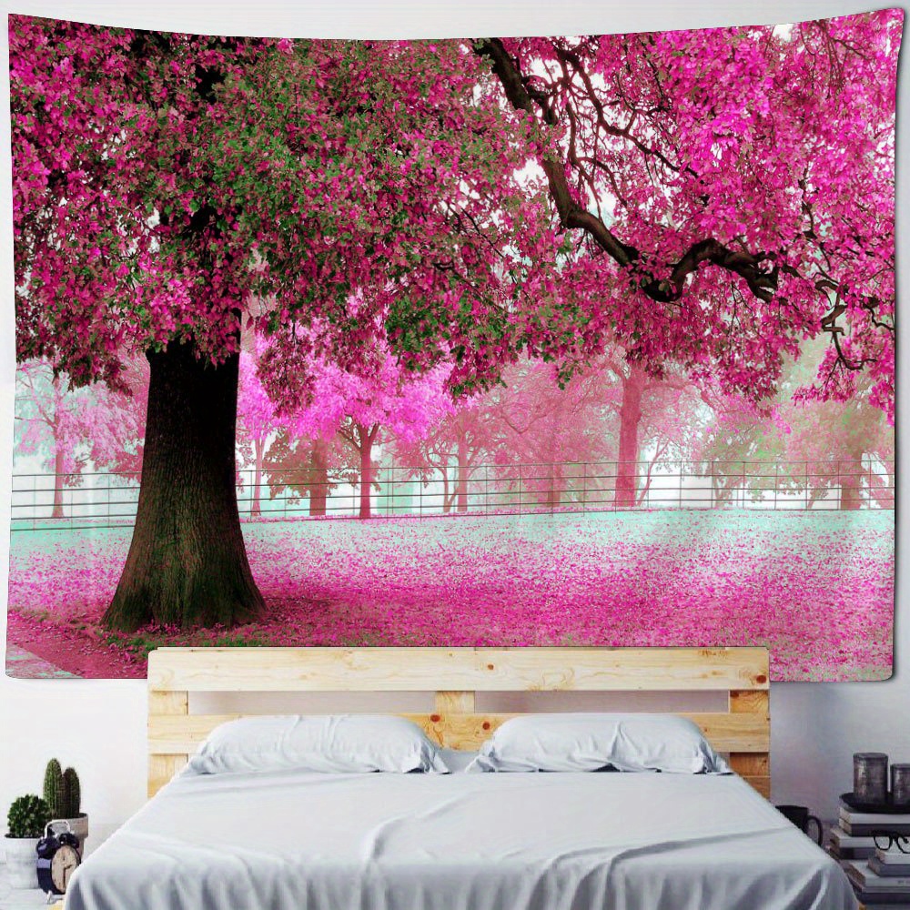 Rustic Sakura Forest Tapestry Polyester Tapestry Wall - Temu Australia