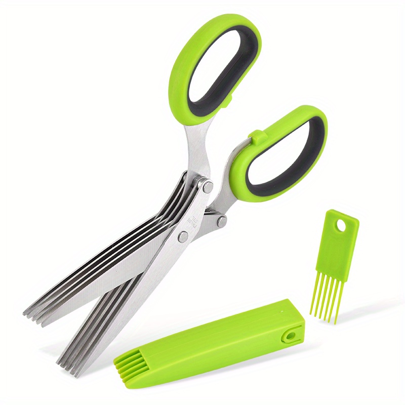 Kitchen Gadgets Stainless Steel 5 Blades Herb Scissors Fruit Vegetable  Cutter Cooking Tools With Cleaning Comb - AliExpress