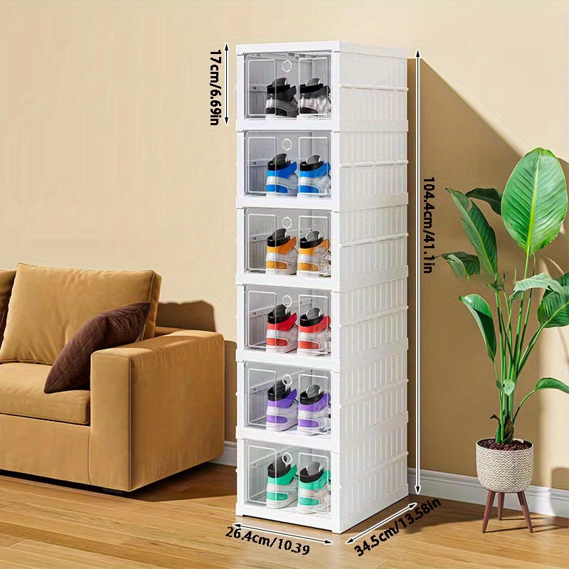 5-Tier Foldable Tall Shoe Rack Plastic Saving Shoe Shelf for