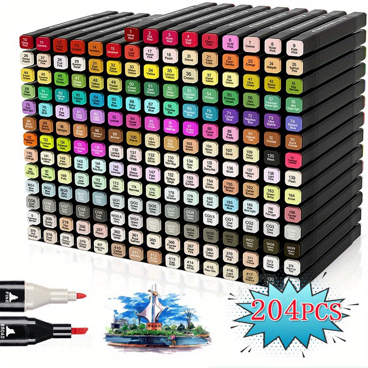 Tradineur - Caja de rotuladores de colores - 12 Colores llamativos