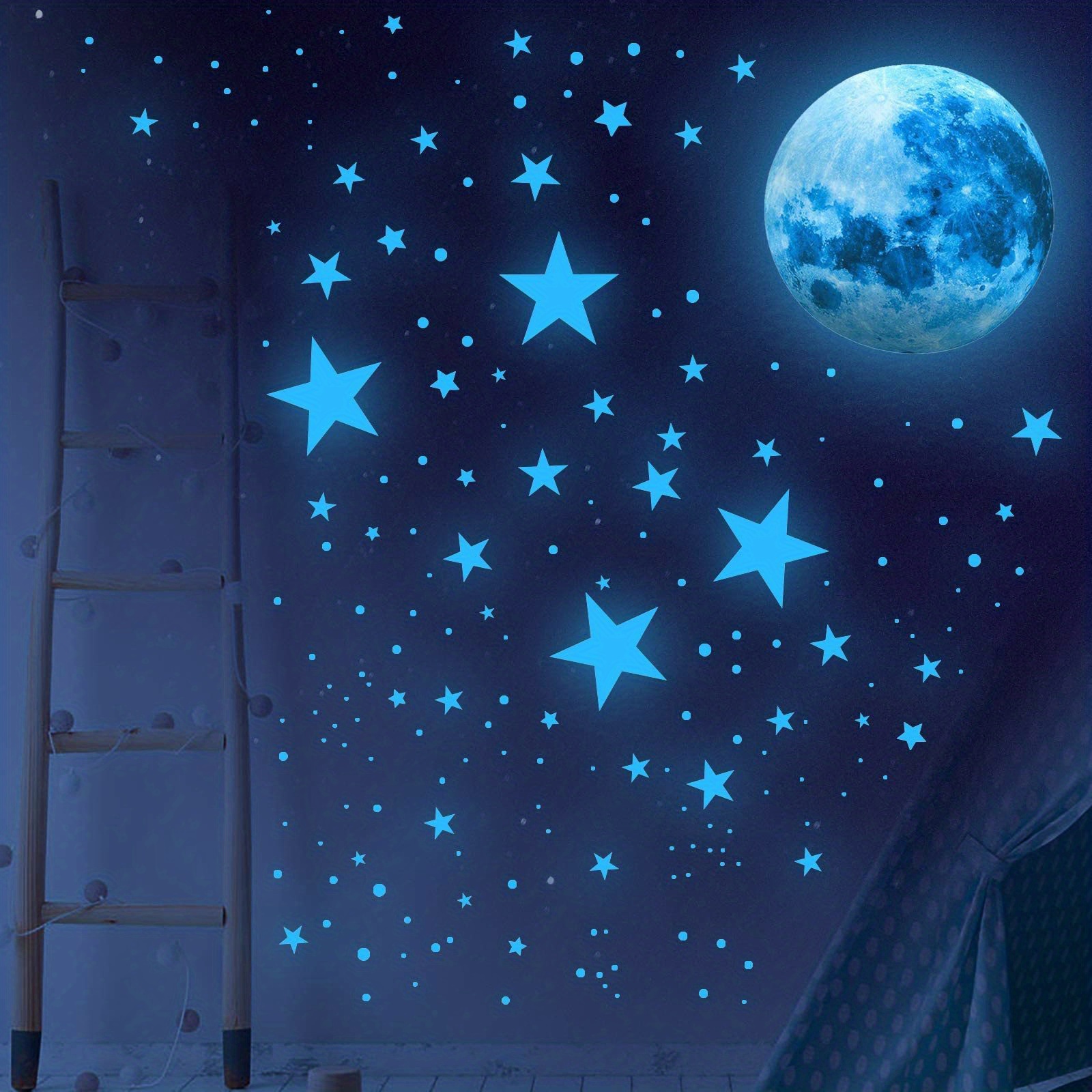 Pegatinas de estrellas que brillan en la oscuridad para decoración del  hogar, pegatinas fluorescentes de pared