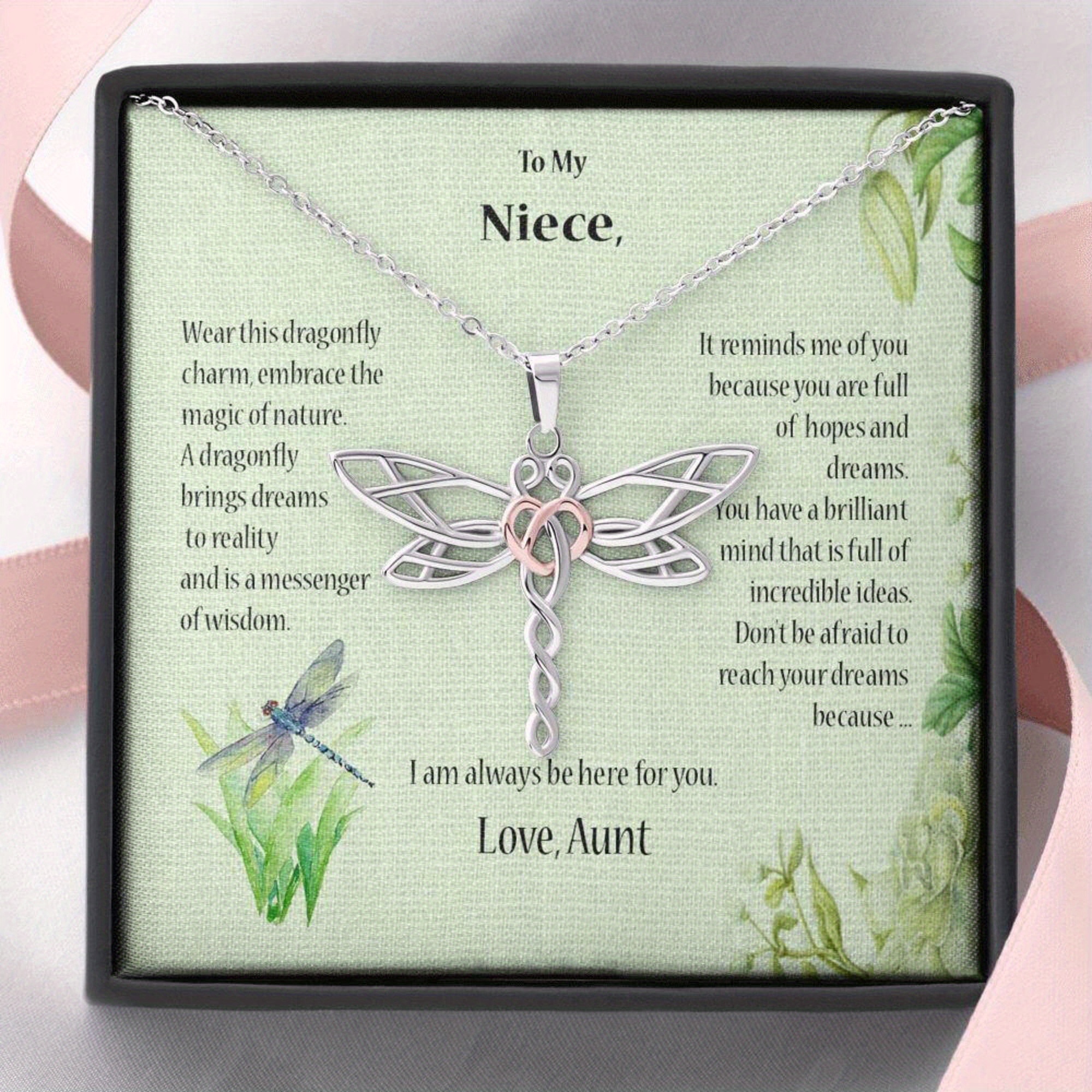Message Card Jewelry Niece Always Dragonfly Necklace Gift - Temu