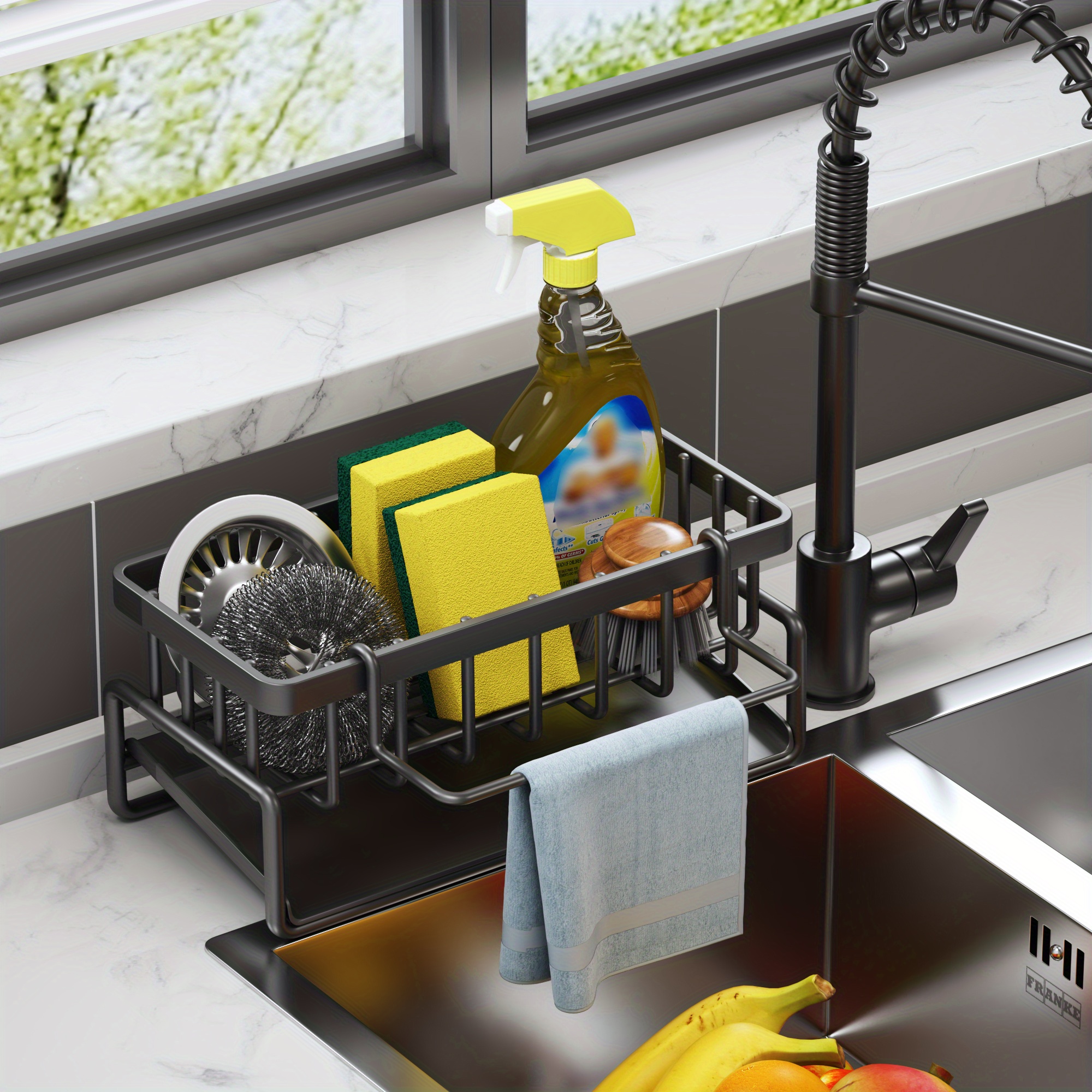 Dish Soap Dispenser And Sponge Holder holder metallic - Temu