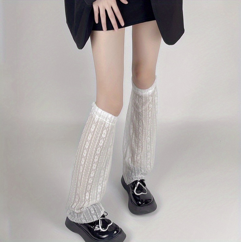 Floral Lace Leg Warmers Cute Ruffle Knee High Socks Women's - Temu