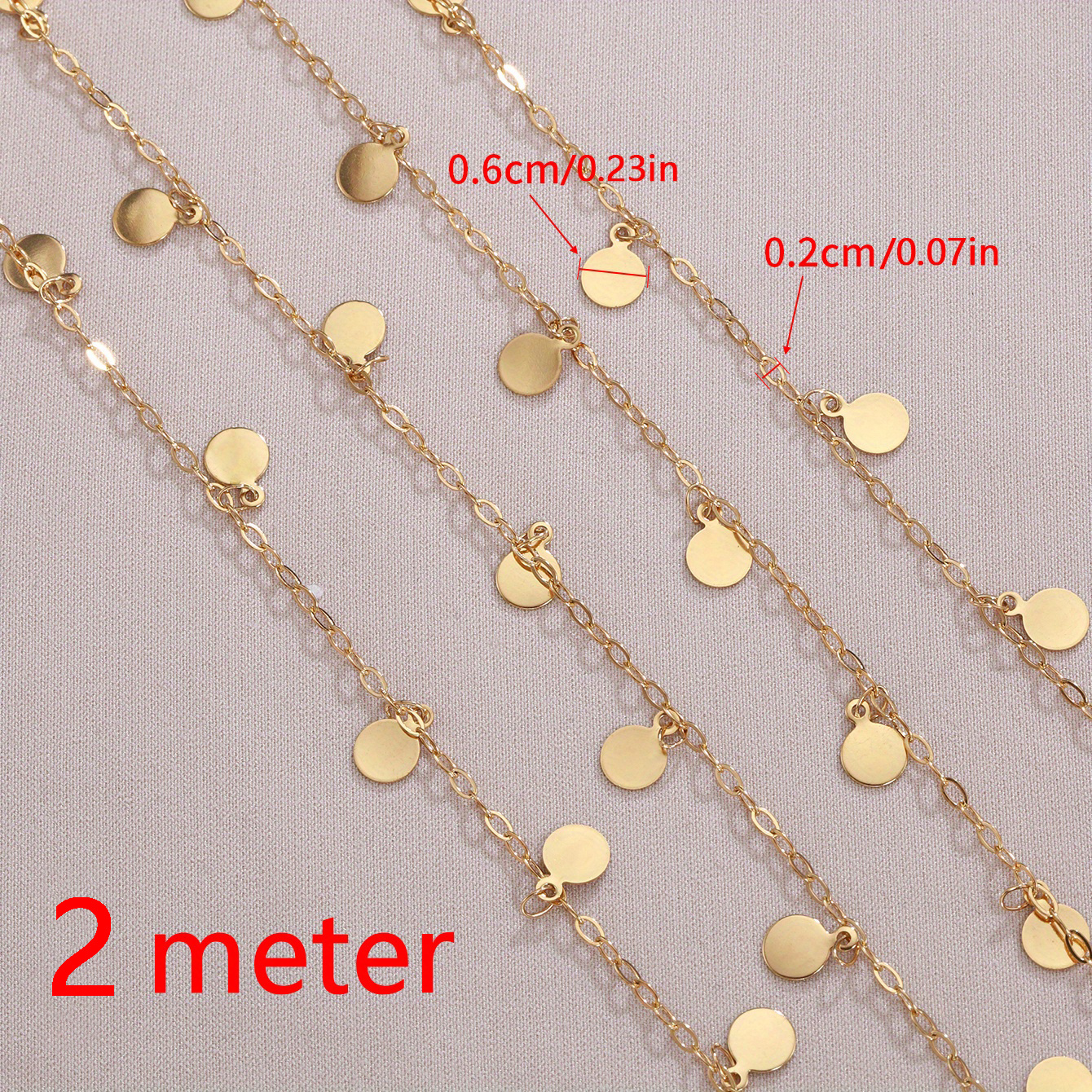 E-shop 1m/2m Edelstahlkette mit 0,6cm Rundanhänger, Handgemachte DIY Armband Halskette Accessoires für Frauen