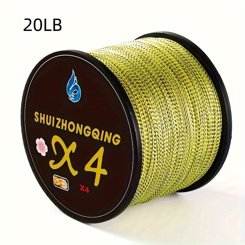 500M/546yd Yellow-Spotted Braided 4 Strands PE Fishing Line - 20-100lb Test  - Wear-Resistant & Suitable For Seawater & Fresh Water