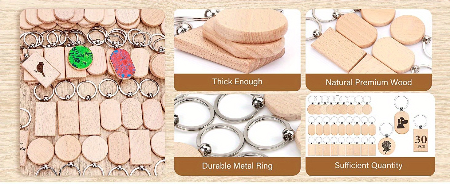 20 Pack Blank Wooden Chain Rectangle Key Tag Key DIY Wood Keychains Key  Wood Engraving Blanks Pet Souvenir Plate