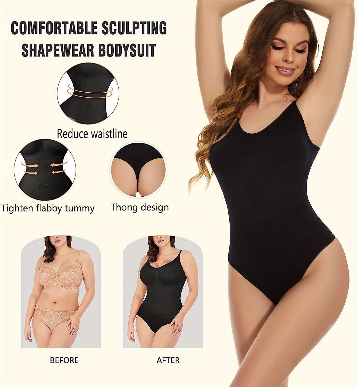 Simple Solid Shaping Bodysuit Tummy Control Slimmer Slip - Temu