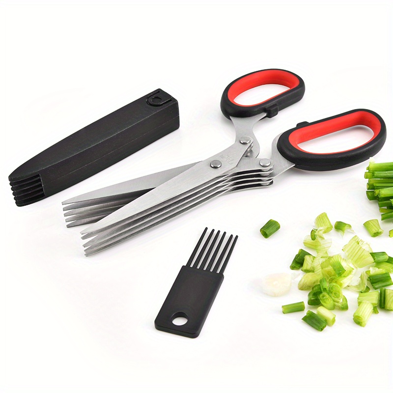 JOFUYU Updated 2019 Herb Scissors Set - Cool Kitchen Gadgets for Cutting Fresh Garden Herbs - Herb Cutter Shears with 5 Blades and Cover Sharp and Ant