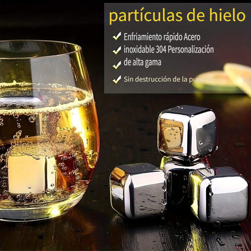 4/6 Uds 304 Cubo Hielo Acero Inoxidable Cubos Hielo - Temu