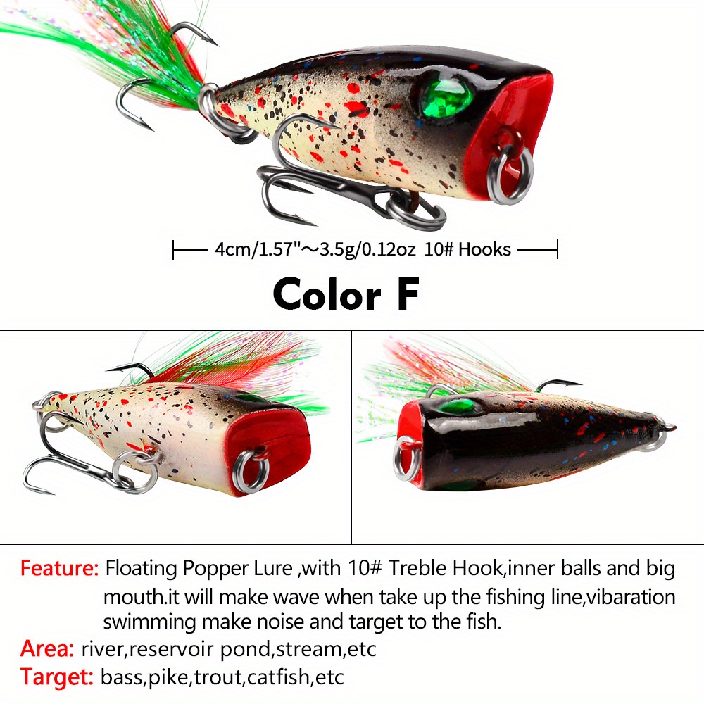 6 Color Fishing Lures: Plastic Hard Bait Feathered Hooks - Temu